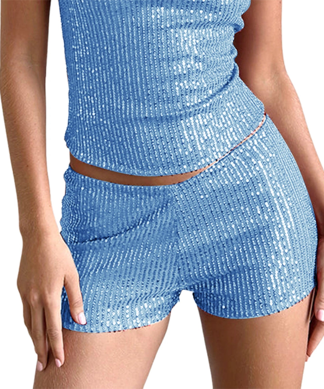Short Pailleté Taille Basse Élastique – Streetwear & Soirée