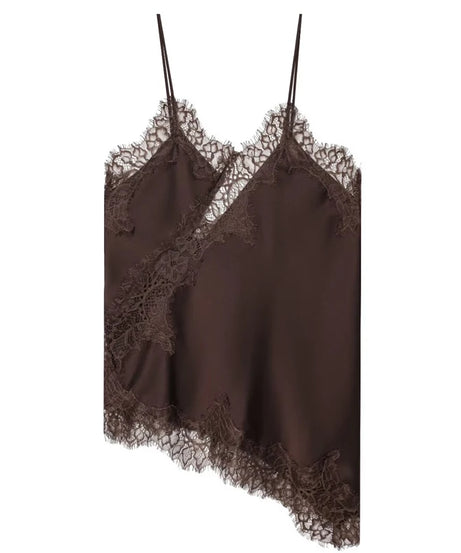 Top Slip Asymétrique Satin Dentelle Dos Nu – Y2K Chic Femme