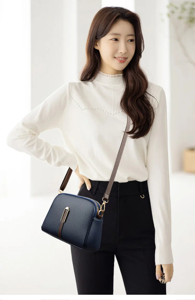 Sac Bandoulière Cuir Véritable Rabat Coque – Compact & Chic