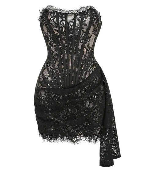 Robe de Soirée Dentelle Bustier Slim – Élégance & Sophistication