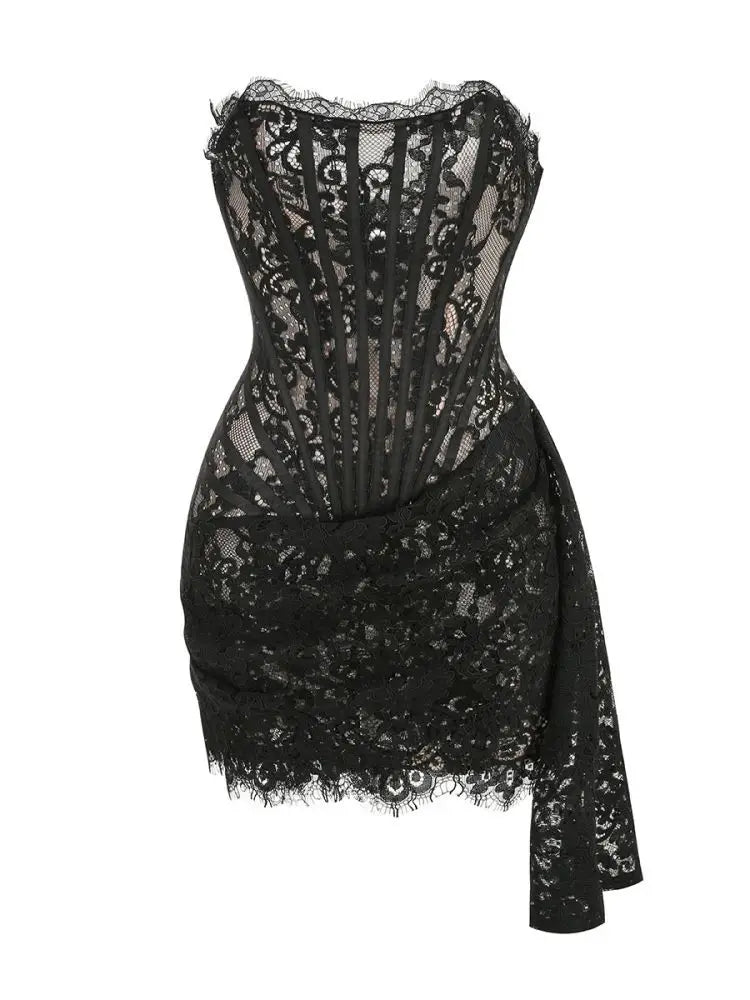 Robe de Soirée Dentelle Bustier Slim – Élégance & Sophistication
