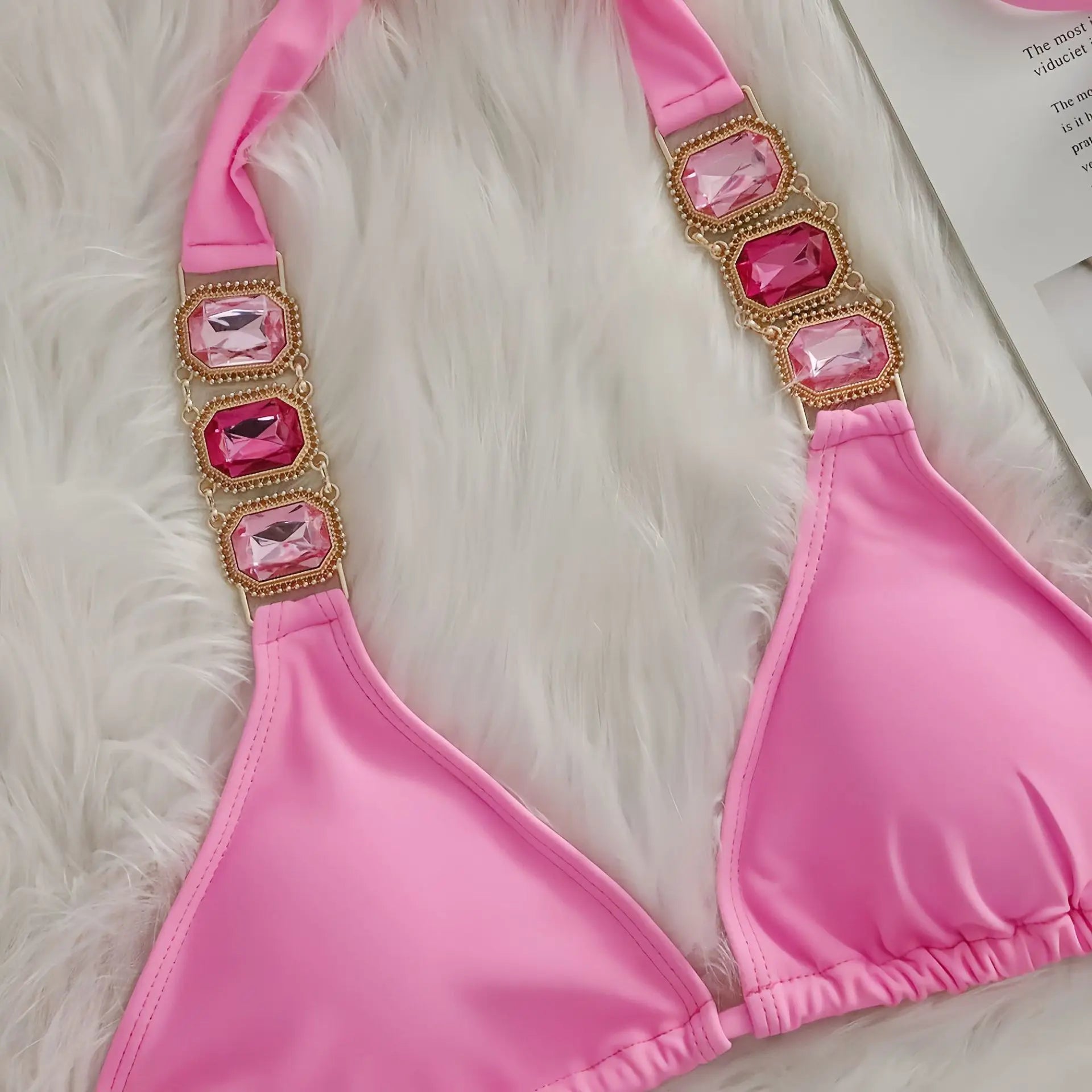 Bikini 2 Pieces Push Up avec Strass - Maillot de Bain Femme