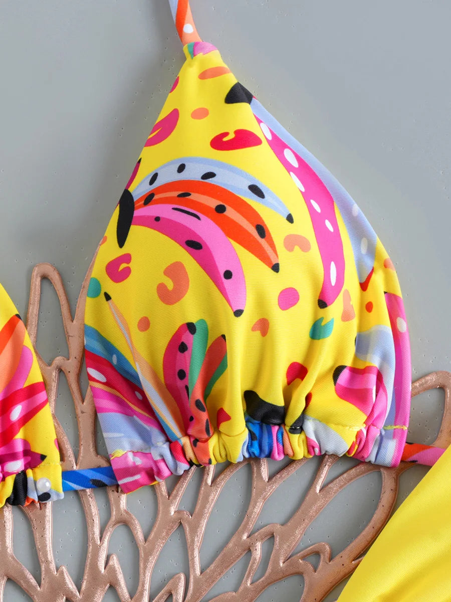 Micro Bikini Brésilien Imprimé 2 Pièces – Col Triangle