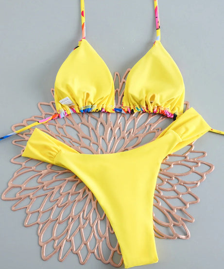 Micro Bikini Brésilien Imprimé 2 Pièces – Col Triangle