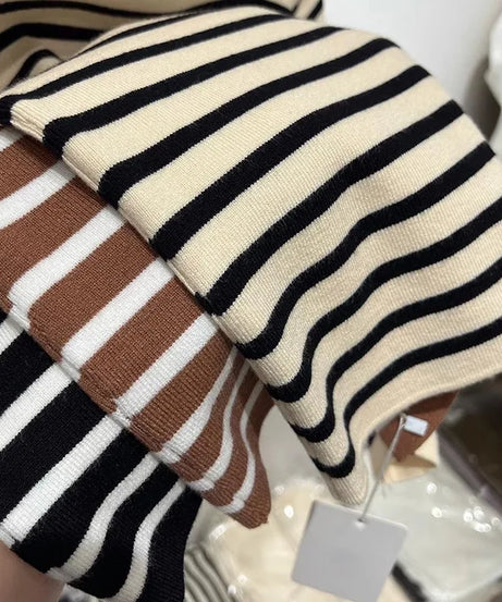 Pull Col Rouleau Rayé Manches Courtes Slim – Demi-Saison