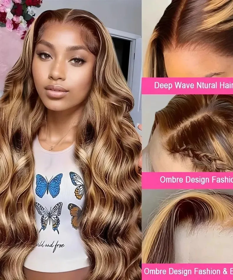 Perruque Lace Front HD Body Wave Miel 4/27 – 13x4 & 13x6