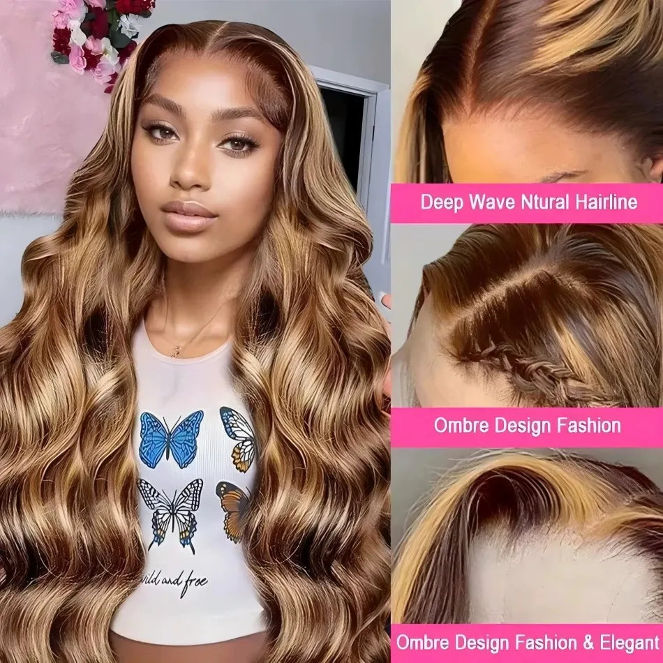 Perruque Lace Front HD Body Wave Miel 4/27 – 13x4 & 13x6