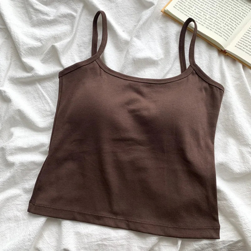 Camisole Bretelles Fines avec Coussinets Intégrés