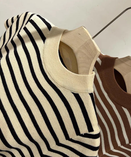 Pull Col Rouleau Rayé Manches Courtes Slim – Demi-Saison