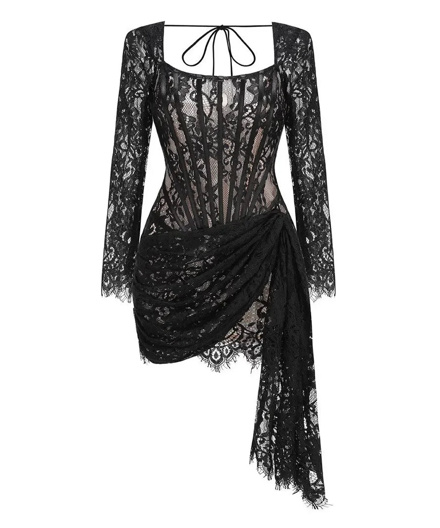 Robe de Soirée Dentelle Bustier Slim – Élégance & Sophistication