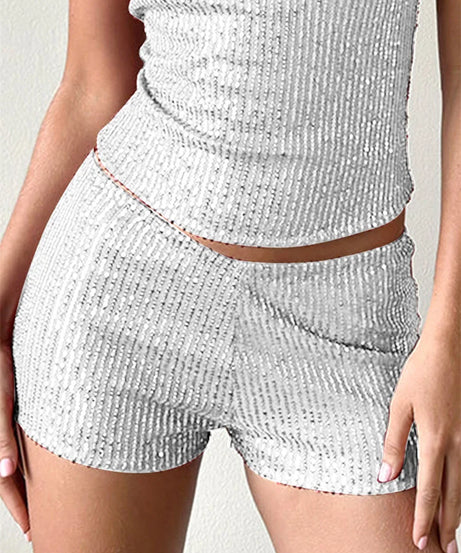 Short Pailleté Taille Basse Élastique – Streetwear & Soirée