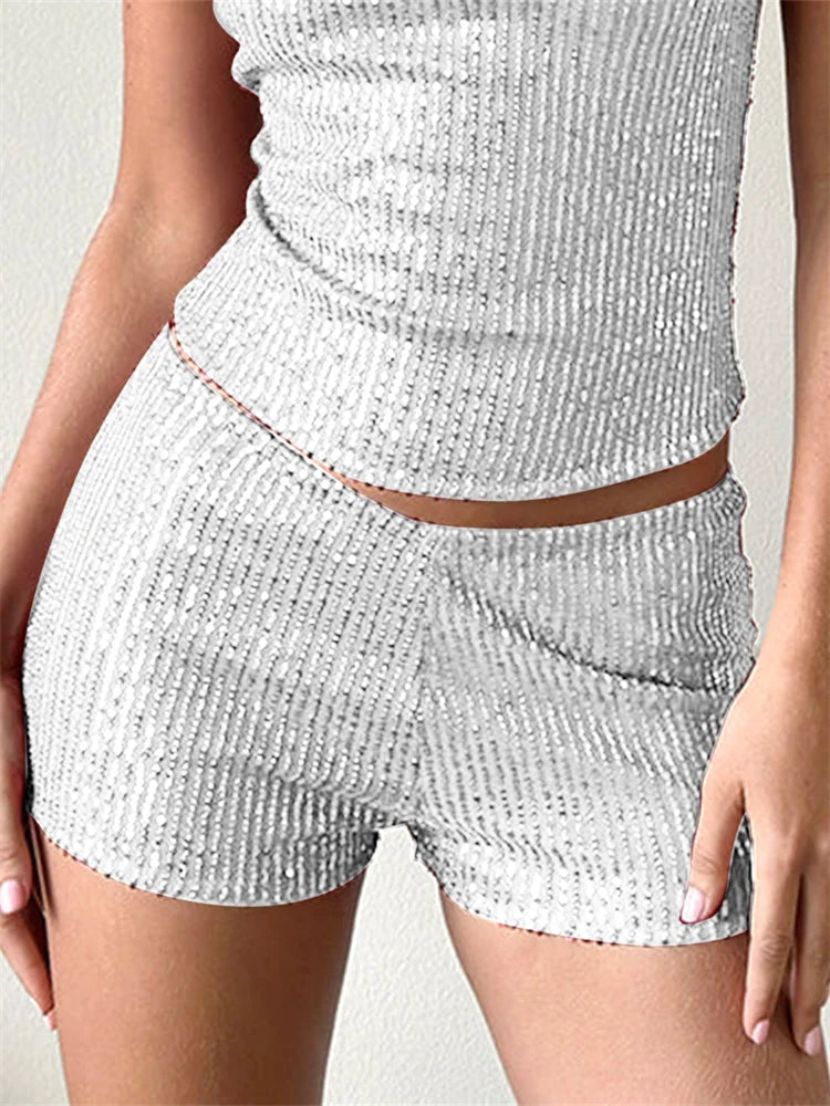 Short Pailleté Taille Basse Élastique – Streetwear & Soirée