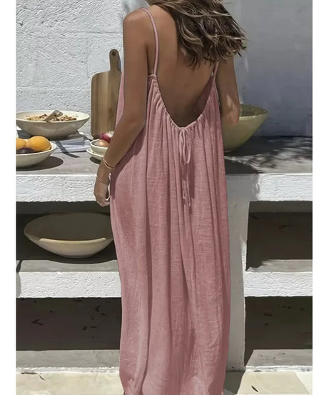 Robe Maxi Ample Sans Bretelles Dos Nu – Confort & Style