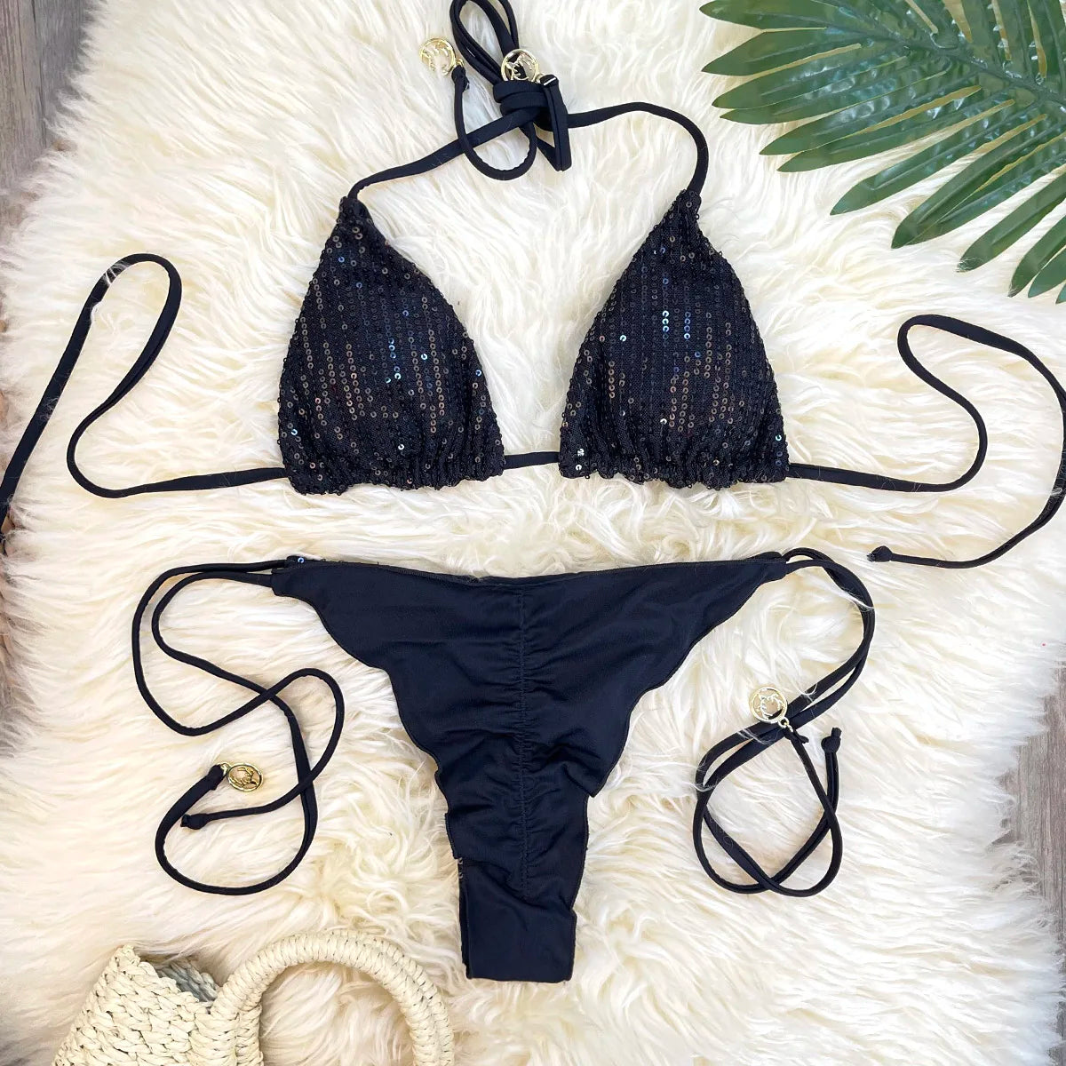 Bikini Pailleté 2 Pièces Étincelant – Maillot de Bain Festif