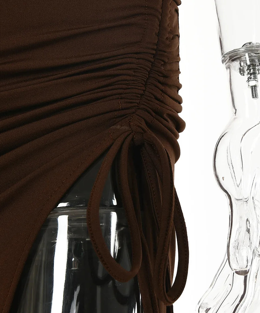 Robe Midi Bodycon Dos Nu Sans Manches Col V – Slim Night Club