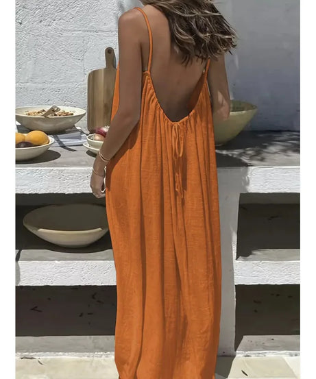 Robe Maxi Ample Sans Bretelles Dos Nu – Confort & Style