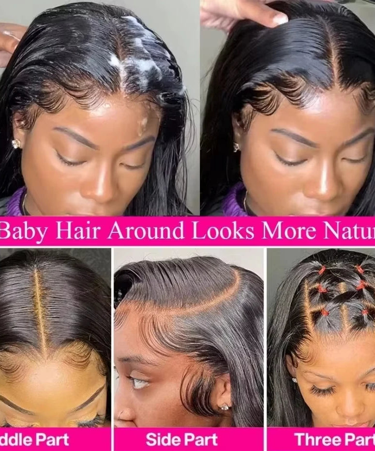 Perruque Lace Front HD Bone Straight Glueless – 13x4 & 13x6