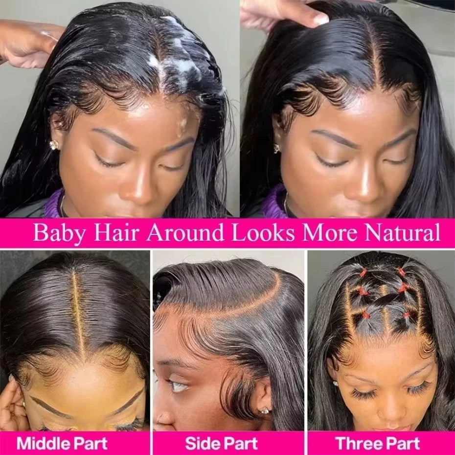 Perruque Lace Front HD Bone Straight Glueless – 13x4 & 13x6