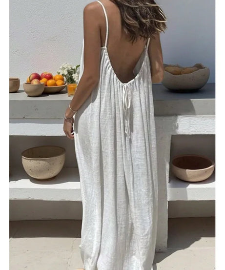 Robe Maxi Ample Sans Bretelles Dos Nu – Confort & Style