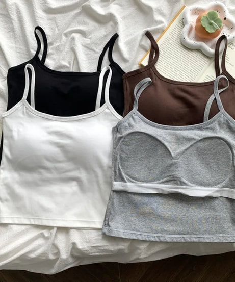Camisole Bretelles Fines avec Coussinets Intégrés
