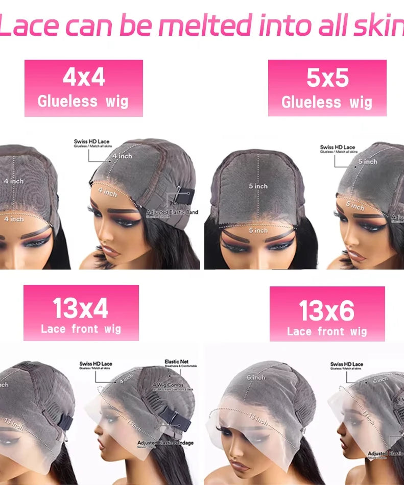 Perruque Lace Front HD Bone Straight Glueless – 13x4 & 13x6