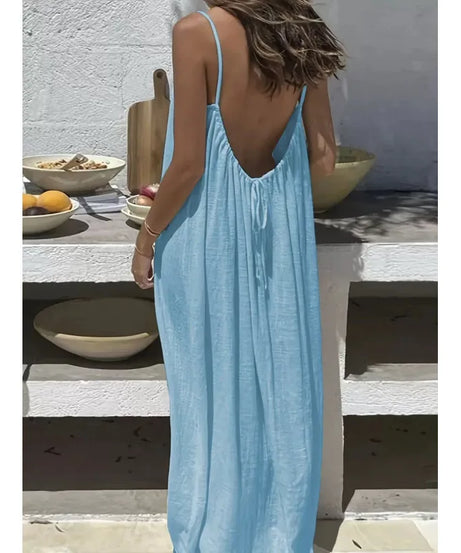 Robe Maxi Ample Sans Bretelles Dos Nu – Confort & Style