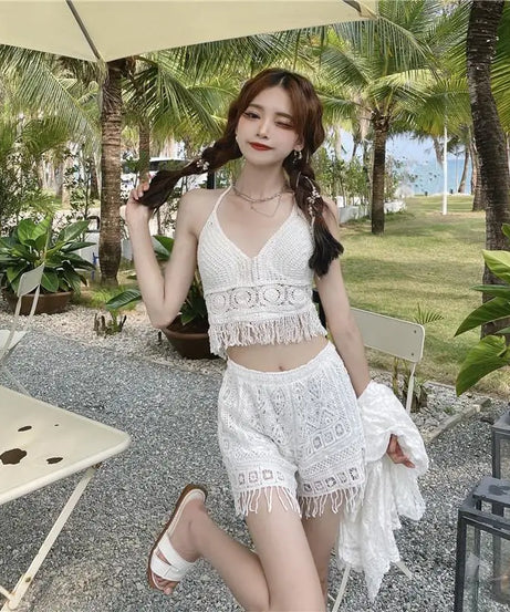 Top Halter Boho Franges Broderies Dos Nu – Été & Festival
