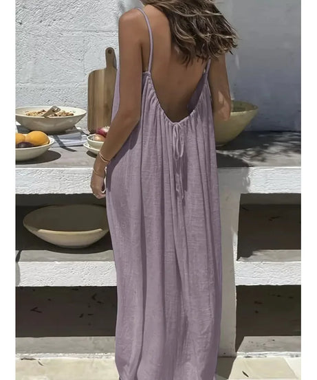 Robe Maxi Ample Sans Bretelles Dos Nu – Confort & Style