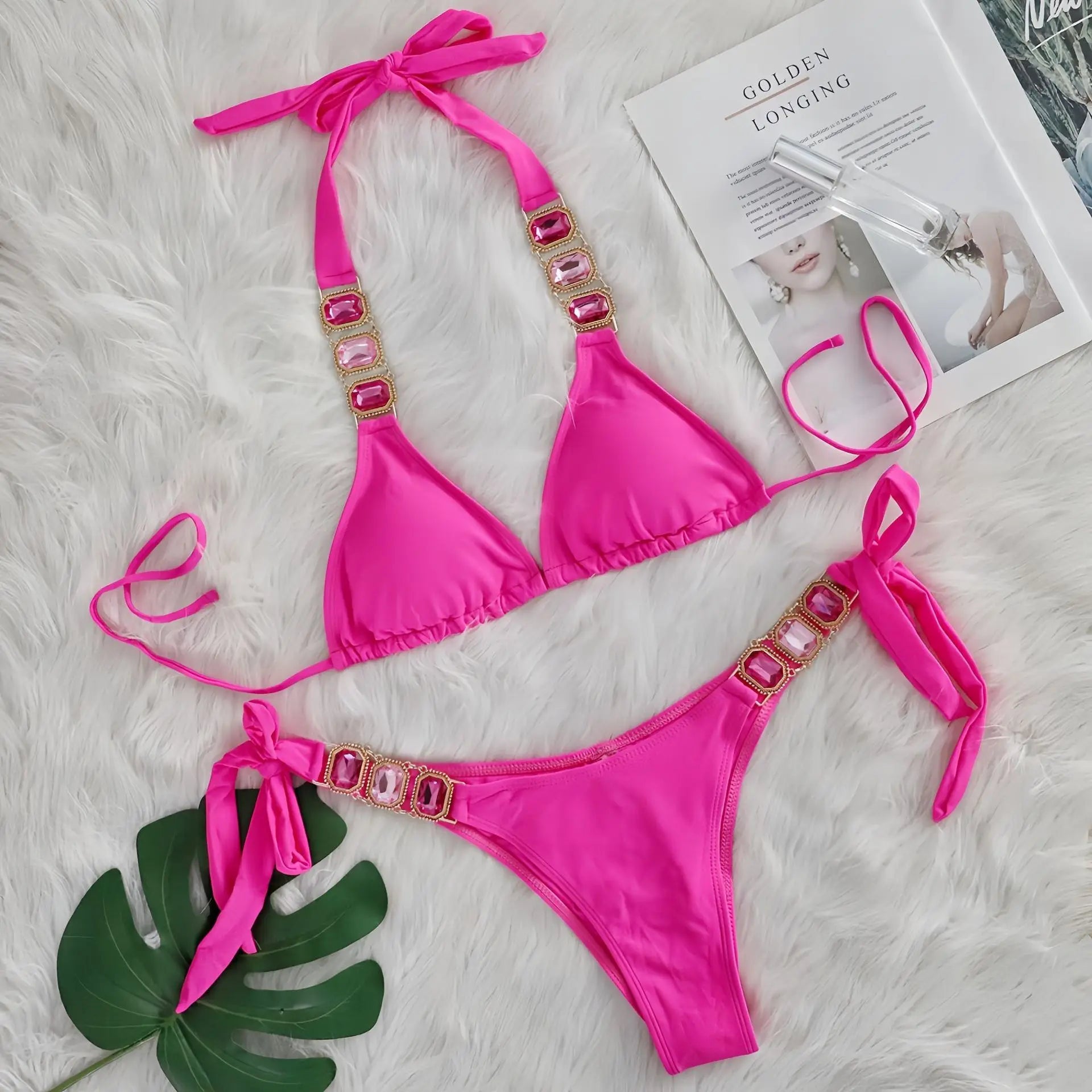 Bikini 2 Pieces Push Up avec Strass - Maillot de Bain Femme