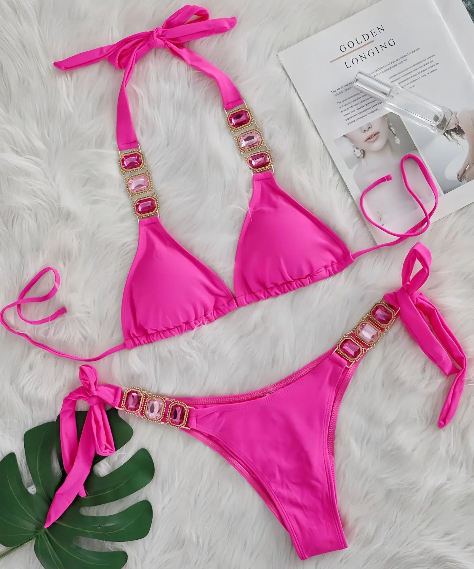 Bikini 2 Pieces Push Up avec Strass - Maillot de Bain Femme