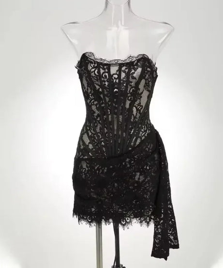 Robe de Soirée Dentelle Bustier Slim – Élégance & Sophistication