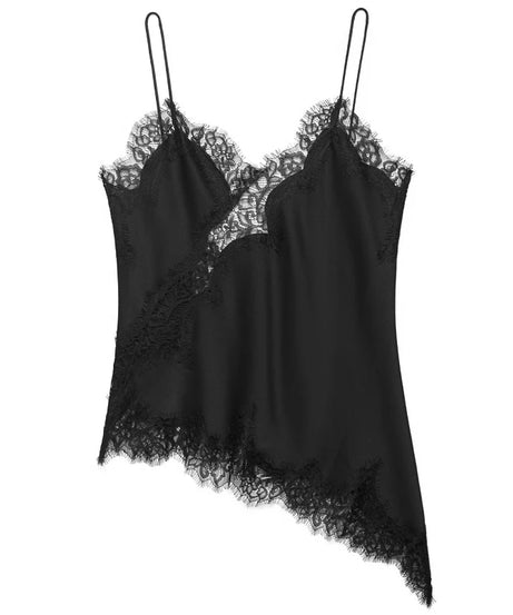 Top Slip Asymétrique Satin Dentelle Dos Nu – Y2K Chic Femme