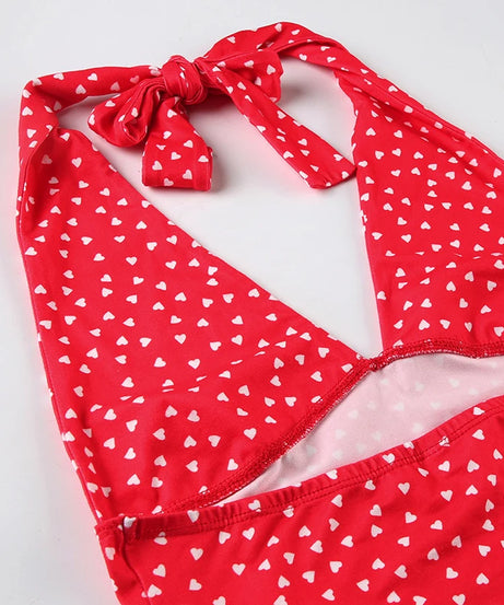 Crop Top Halter Y2K Coquette Imprimé Cœurs & Carreaux