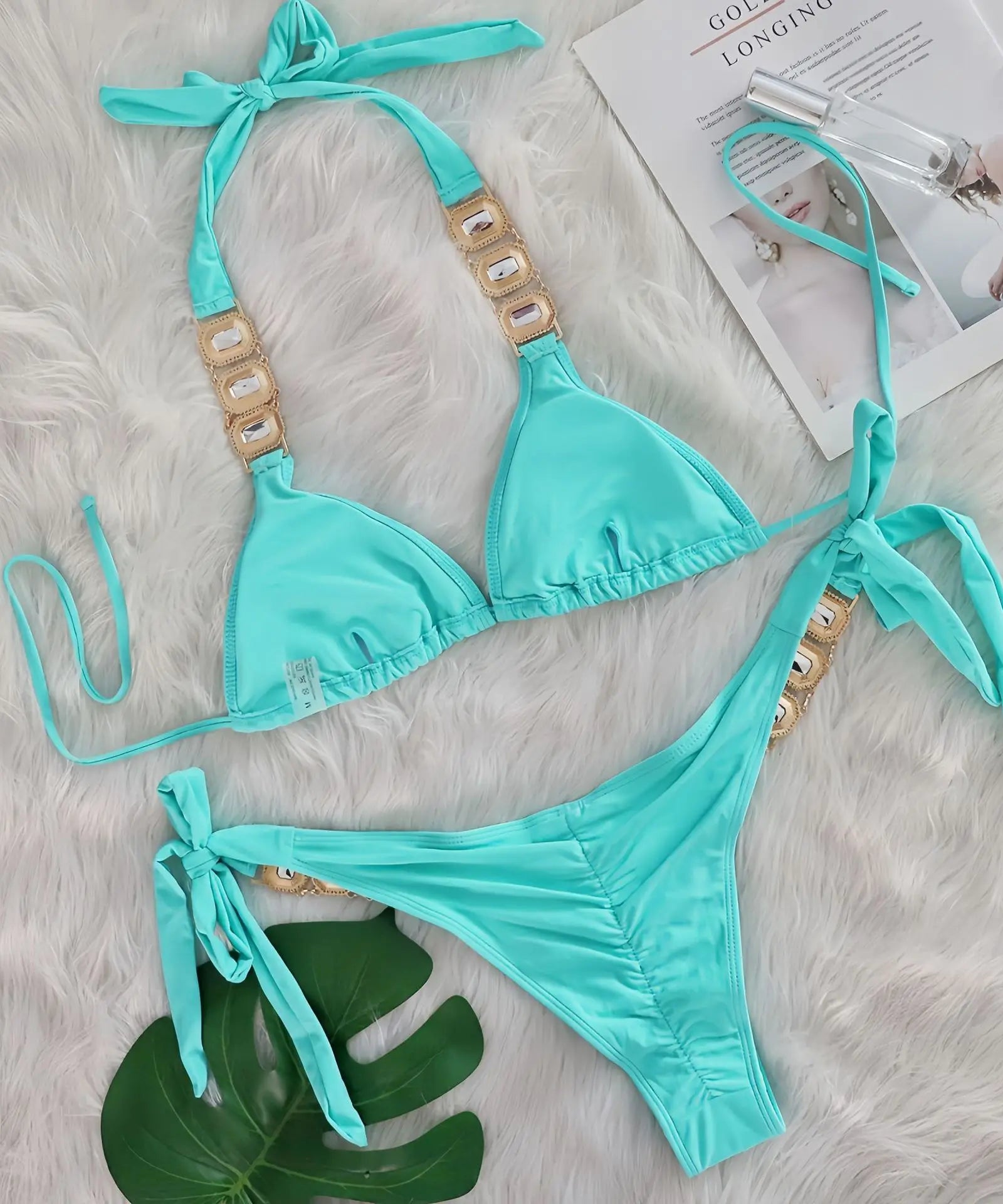 Bikini 2 Pieces Push Up avec Strass - Maillot de Bain Femme