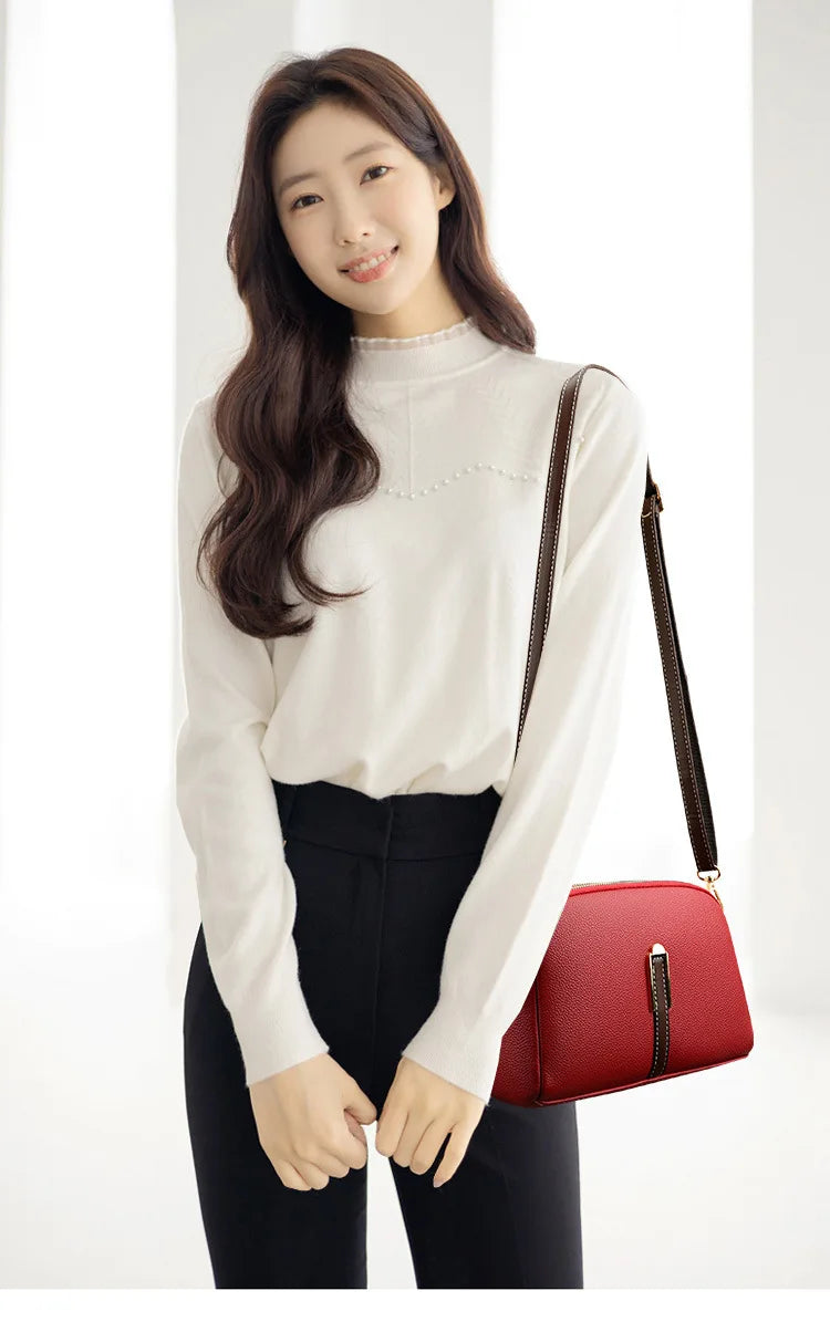 Sac Bandoulière Cuir Véritable Rabat Coque – Compact & Chic