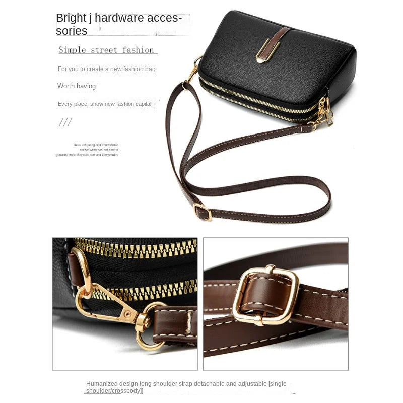 Sac Bandoulière Cuir Véritable Rabat Coque – Compact & Chic