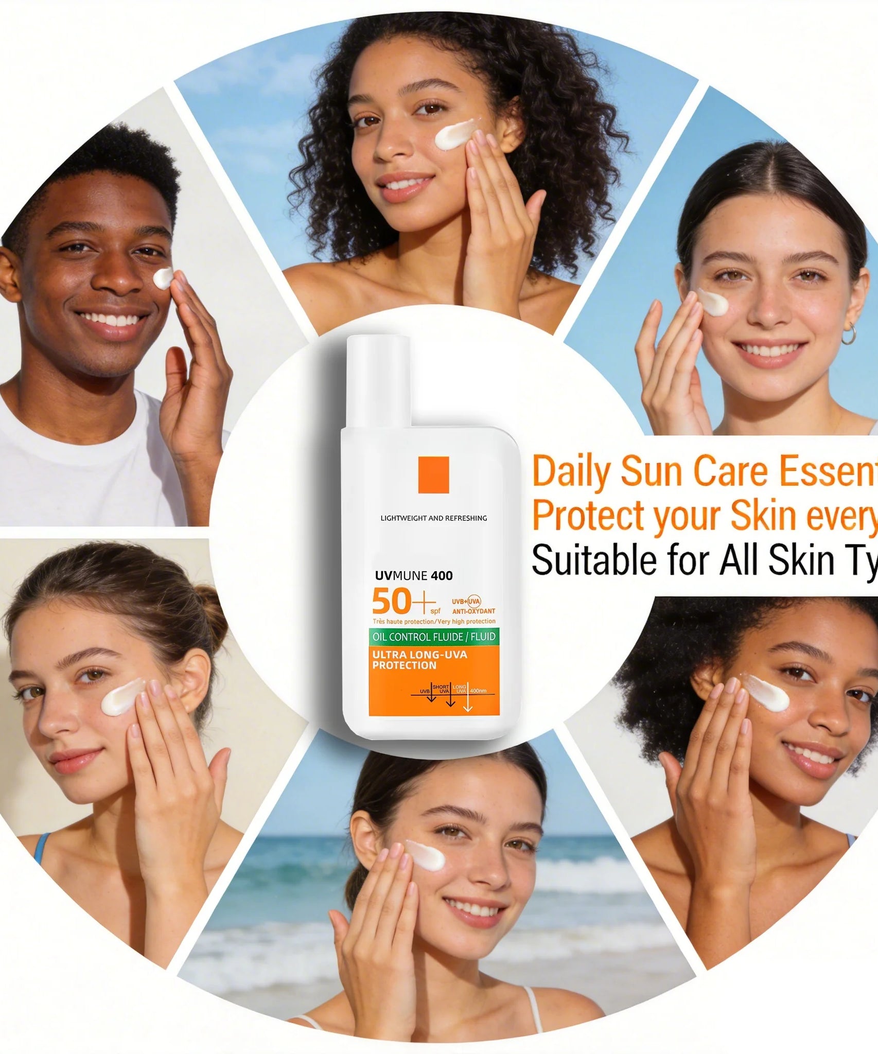 SPF50+ Sunscreen Lotion Lightweight Non-Greasy UV Protection Face Body Sunscreen Lasting Moisturizing Refreshing Sunburn Defense