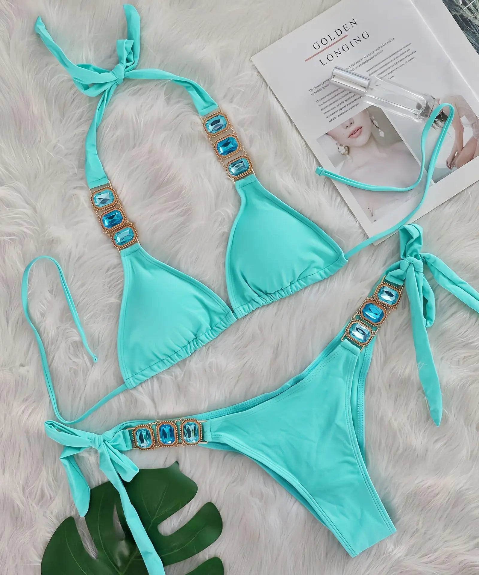 Bikini 2 Pieces Push Up avec Strass - Maillot de Bain Femme