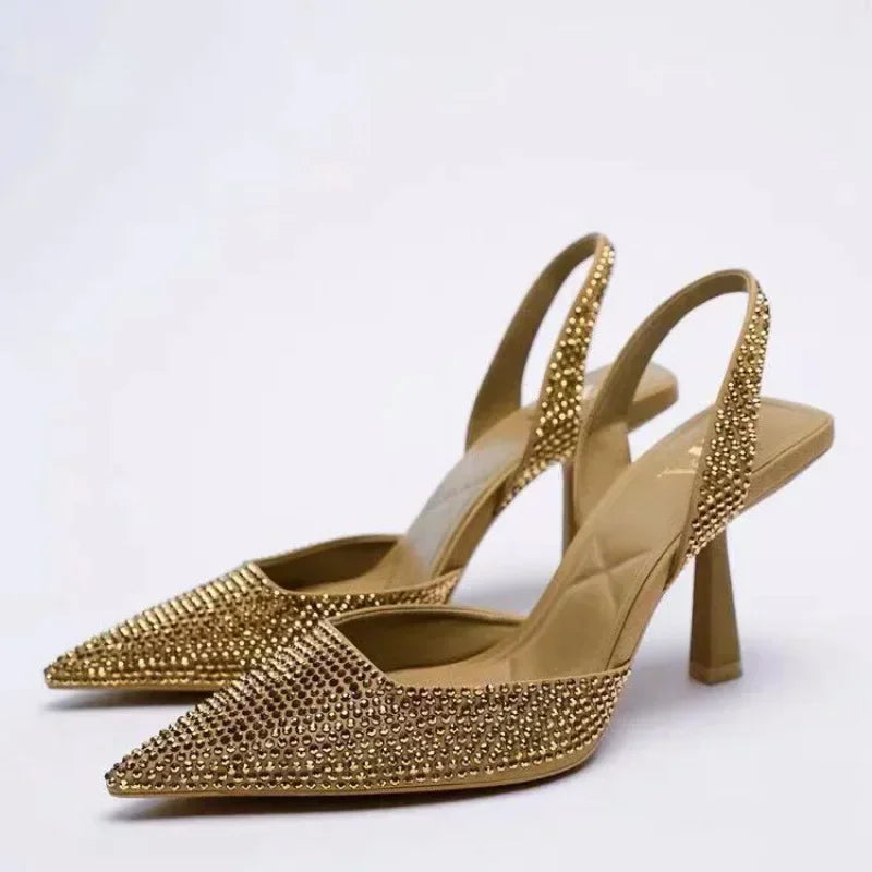 Sandales Talon Fin Bout Pointu Élégantes – Slip-On Femme