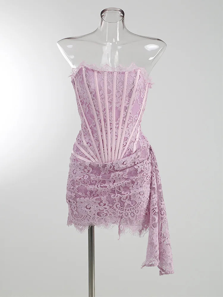 Robe de Soirée Dentelle Bustier Slim – Élégance & Sophistication